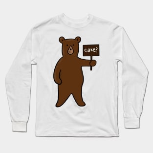 Cake Cute Bear Illustration Long Sleeve T-Shirt